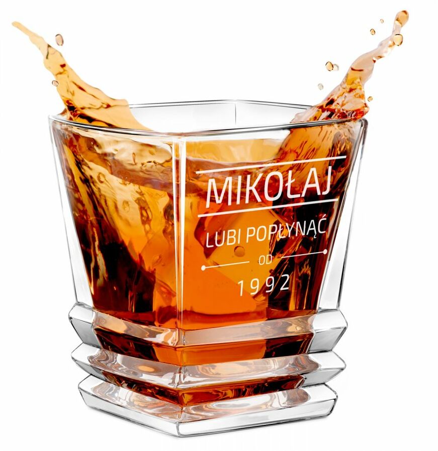 Szklanka do whisky geometric z grawerem dla imprezowicza żeglarza na