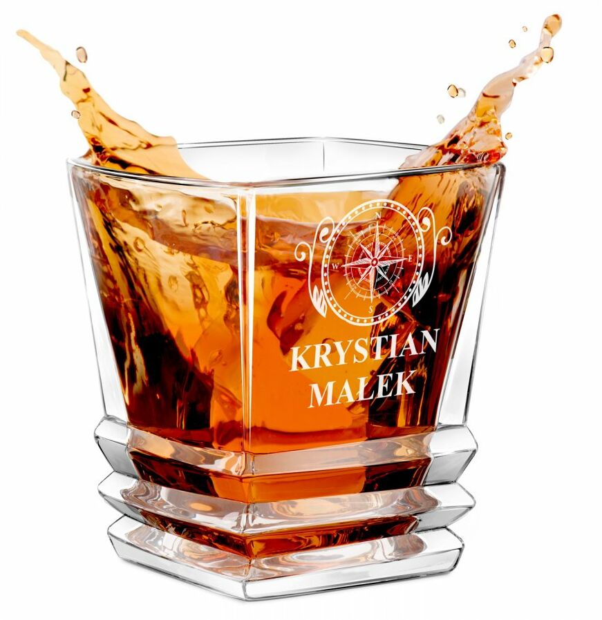 Szklanka do whisky geometric z grawerem dla podróżnika miłośnika gór