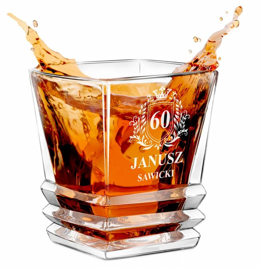 Szklanka do whisky geometric z grawerem dla niego na 60 urodziny