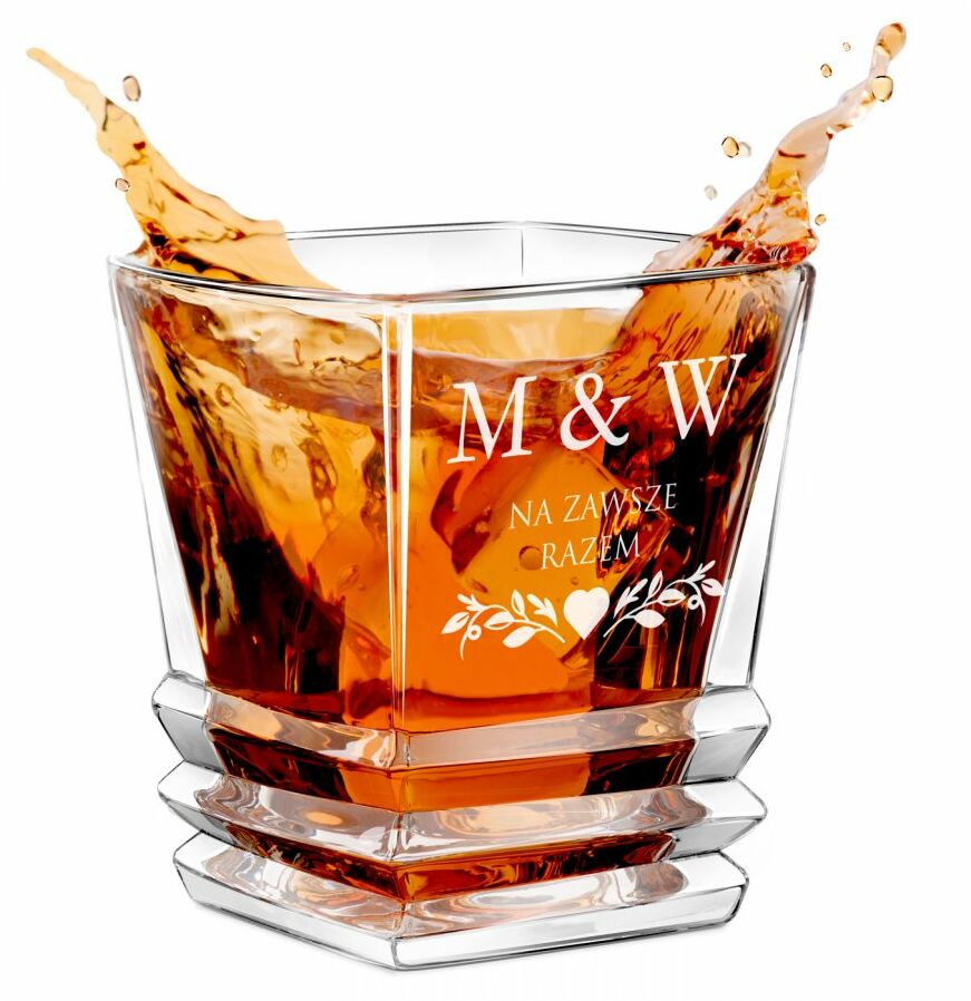 Szklanka do whisky geometric z grawerem dla pary na ślub rocznicę p