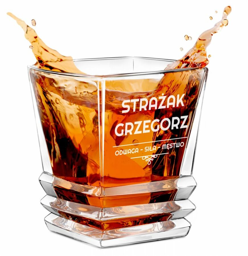 Szklanka do whisky geometric z grawerem dla strażaka
