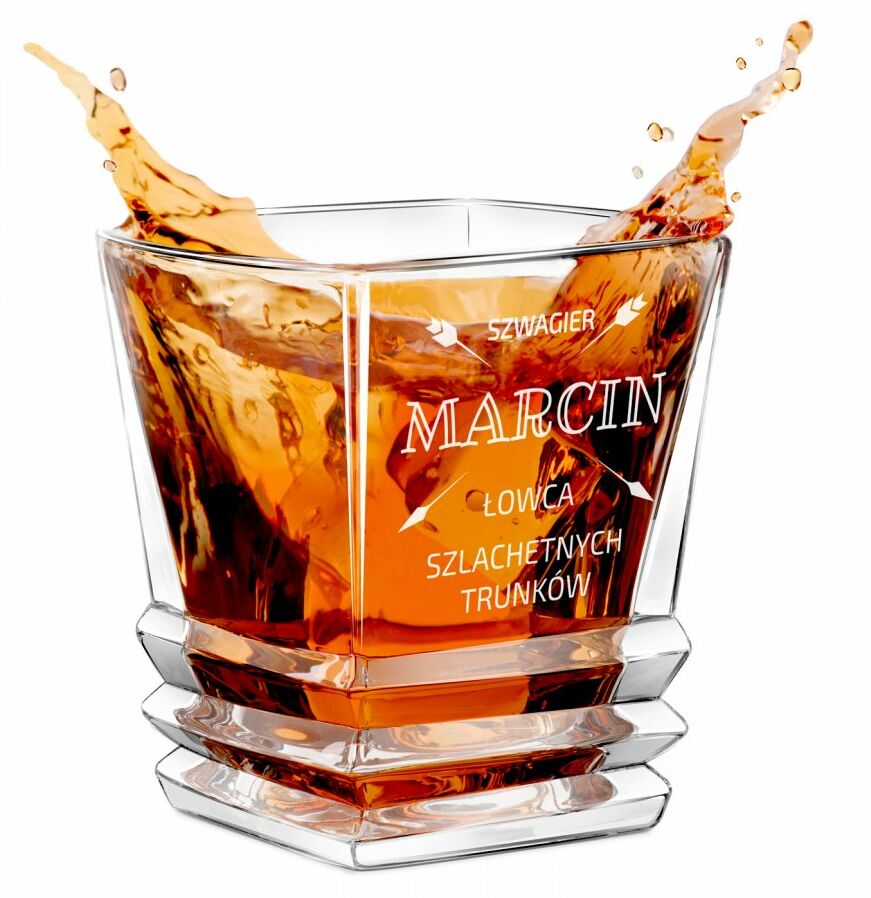 Szklanka do whisky geometric z grawerem dla szwagra