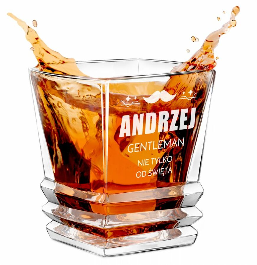 Szklanka do whisky geometric z grawerem dla gentlemana na święta