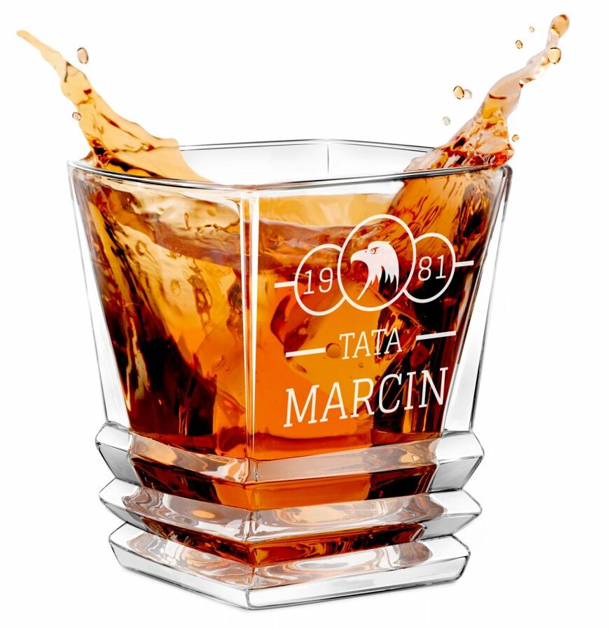 Szklanka do whisky geometric z grawerem dla taty na urodziny