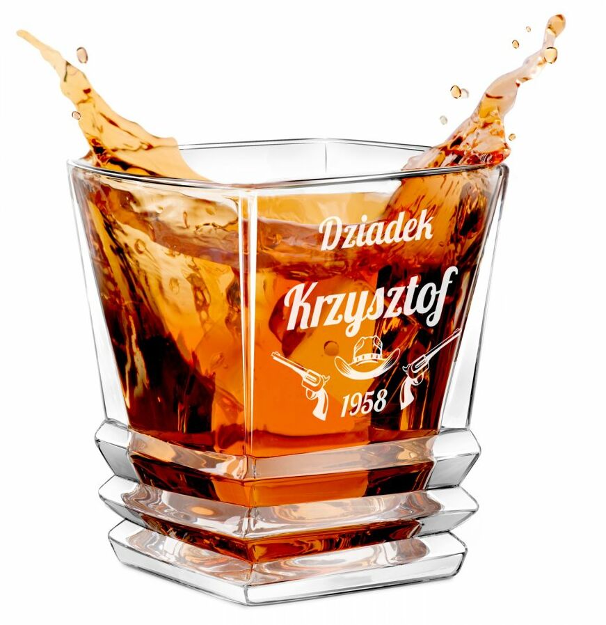 Szklanka do whisky geometric z grawerem dla dziadka na urodziny
