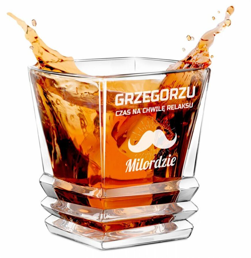 Szklanka do whisky geometric z grawerem dla gentlemana na imieniny