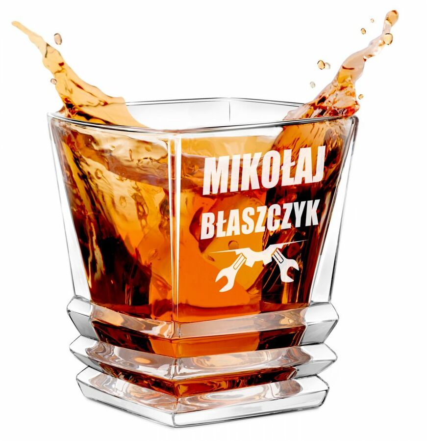 Szklanka do whisky geometric z grawerem dla mechanika majsterkowicza