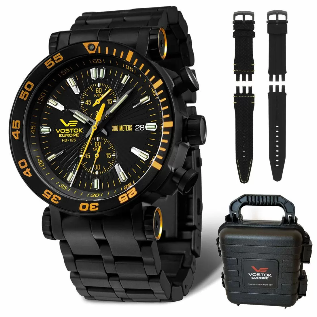 Zegarek Vostok Europe Energia z bransoletką VK61-575C589B czarny