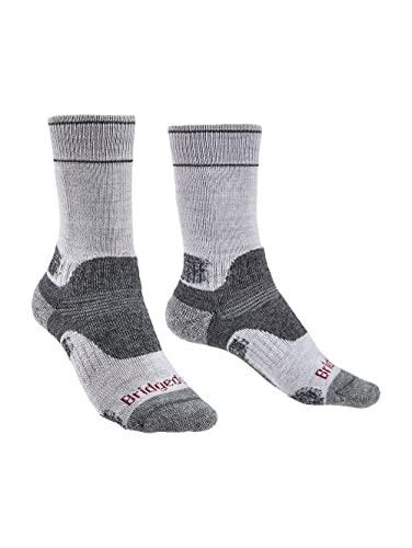 Bridgedale Damskie wędrówki średniej wagi buty wysokość - Merino Endurance skarpety piesze wędrówki średniej wagi wysokość butów - skarpety z merino wytrzymałość Srebrny szary L