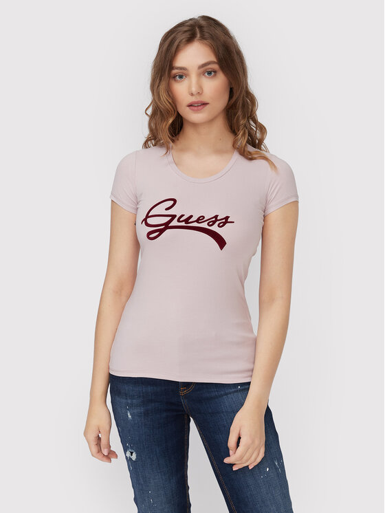 Guess T-Shirt W2BI66 J1311 Fioletowy Regular Fit