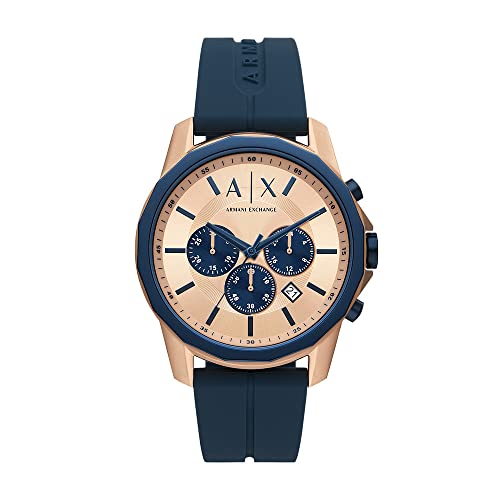 Armani Exchange Męski zegarek kwarcowy z chronografem z silikonowym paskiem AX1730, NIEBIESKI, pasek