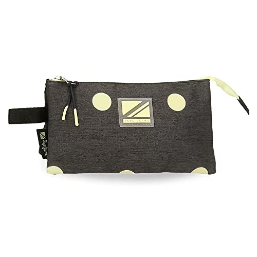 Pepe Jeans Leire potrójne etui czarne 22 x 12 x 5 cm poliester, czarny/biały, potrójne etui, czarny/biały, Potrójne etui