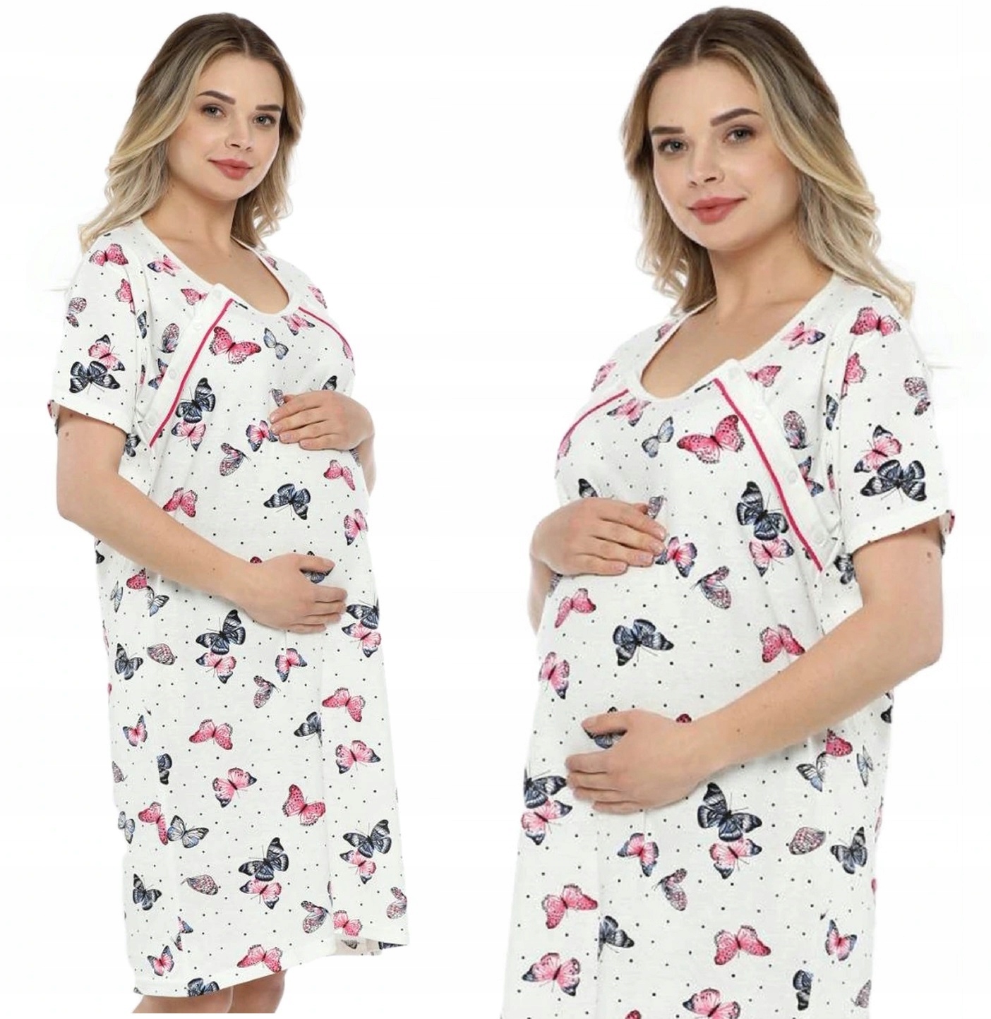 Piżamy ciążowe - Koszula Nocna Do Karmienia Porodu Rozpinana XXL - grafika 1