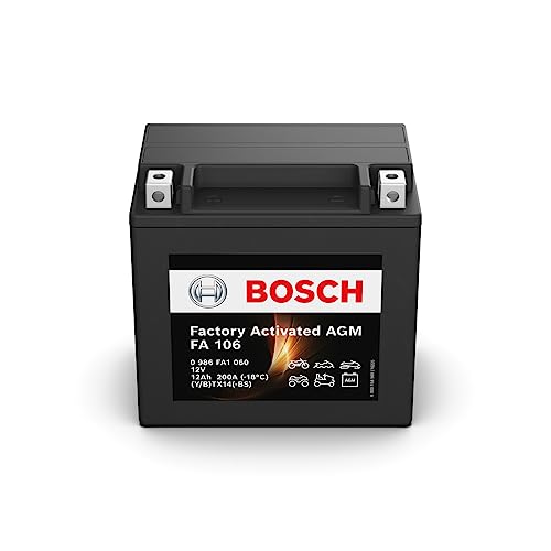 Bosch 0986FA1060 akumulator motocyklowy 12 Ah 200 A technologia żelowa, akumulator rozruchowy w jakości oryginalnego wyposażenia, odporny na cykle przechowywania, nie wymaga konserwacji, czarny