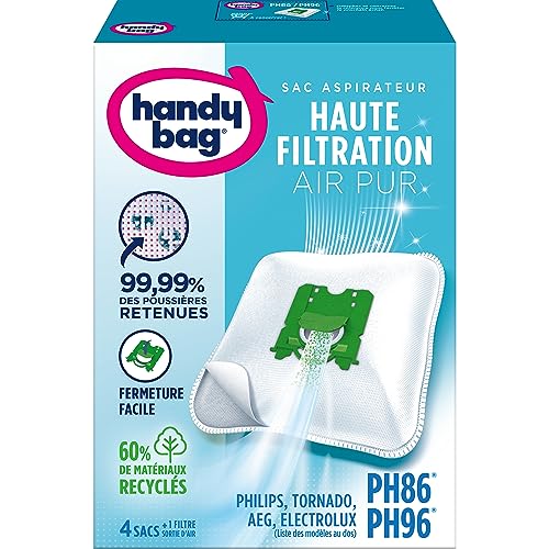 Melitta Handy Bag - PH96 - Zestaw 3 x 4 worków do odkurzaczy Philips, AEG, Electrolux, Volta i Tornado, szczelne zamknięcie, filtr antyalergiczny, filtr silnikowy