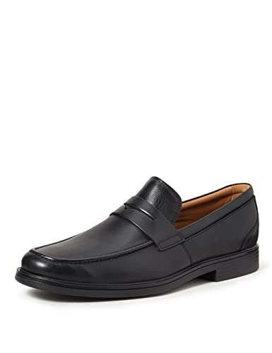 Clarks Męskie klapki Aldric Step, czarna skóra, 41.5 EU