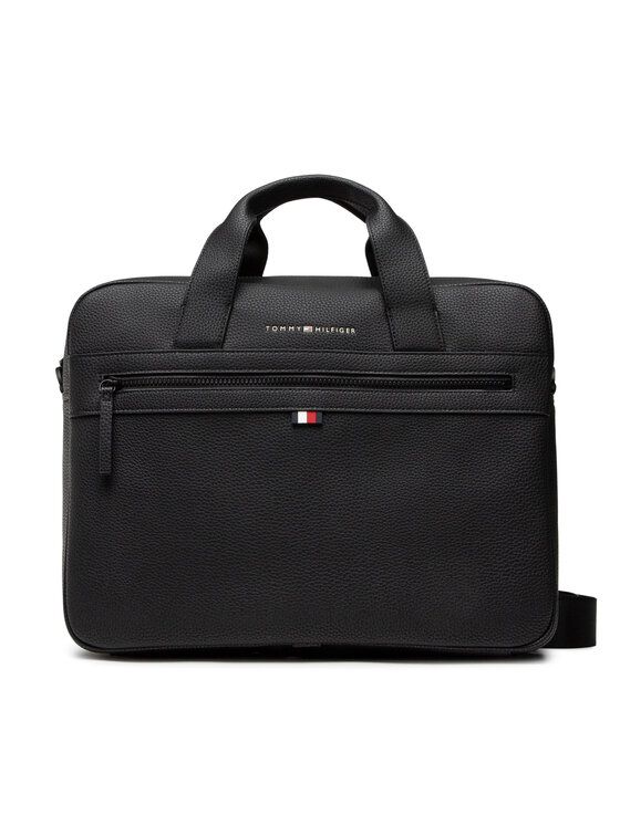 Tommy Hilfiger Torba na laptopa Essential Pu Computer Bag AM0AM09507 Czarny