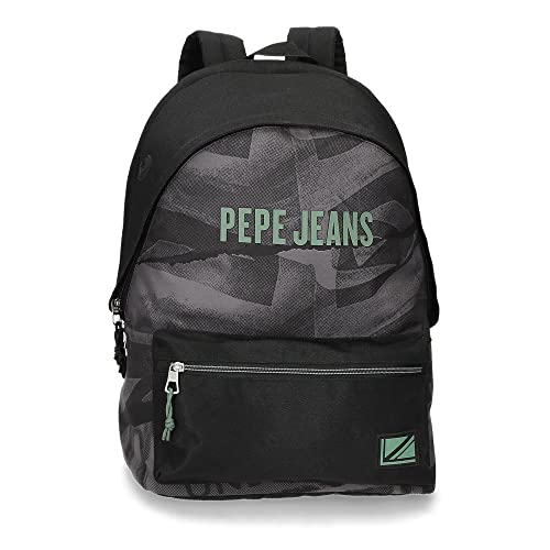 Pepe Jeans Davis plecak na laptopa, podwójna kieszeń, regulowany, 15,6 cala, czarny, 31 x 44 x 17,5 cm, poliester, 20,46 l