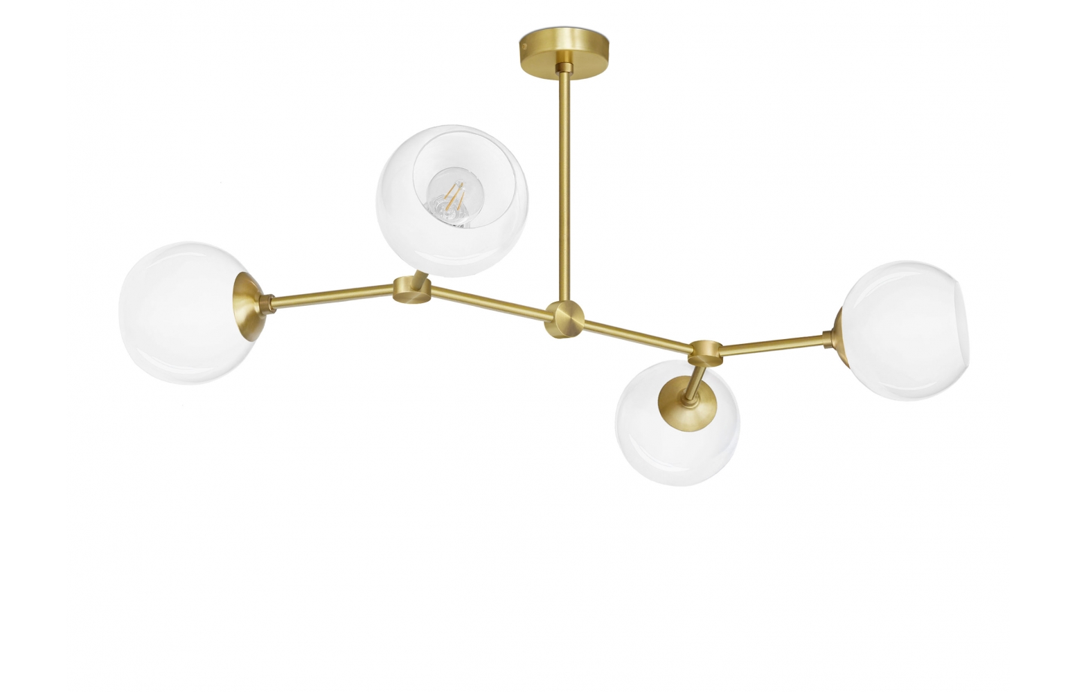 Złota lampa wisząca 4 kule G-S4T