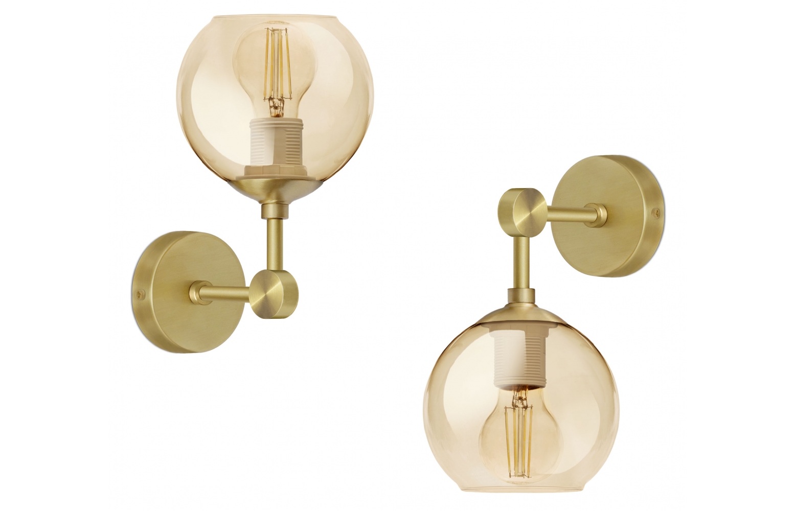 Złoty kinkiet z bursztynowym kloszem GB-K1