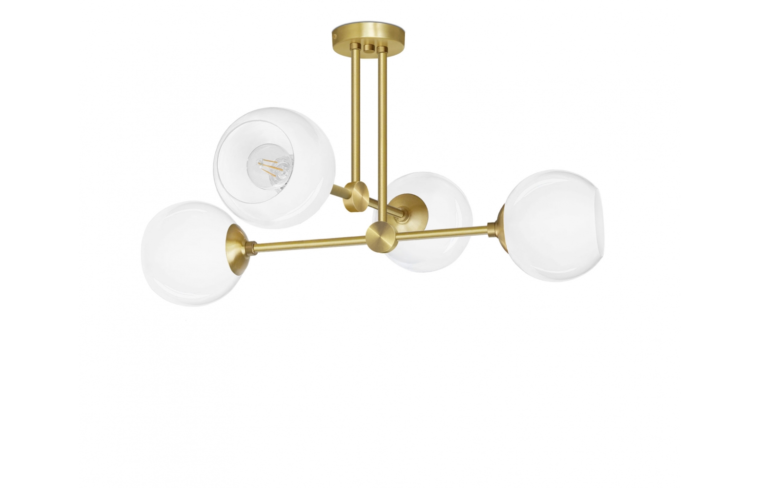 Złota lampa wisząca 4 punktowa z mosiądzu G-S4S