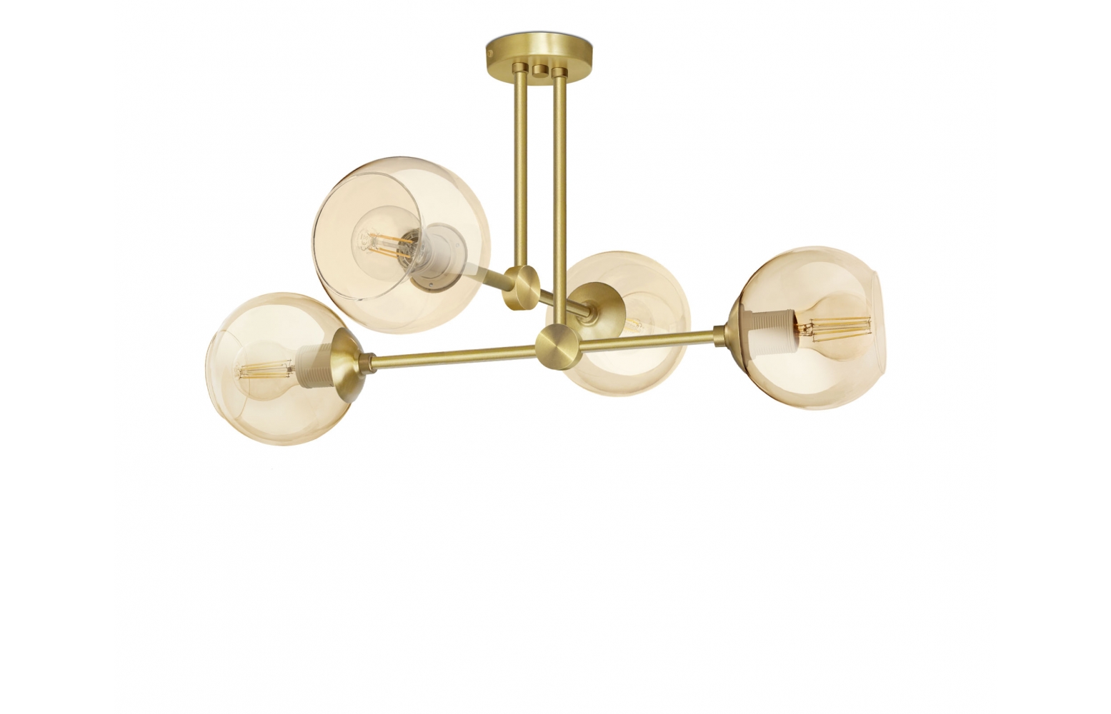 Nowoczesna lampa wisząca 4 klosze bursztynowe GB-S4S