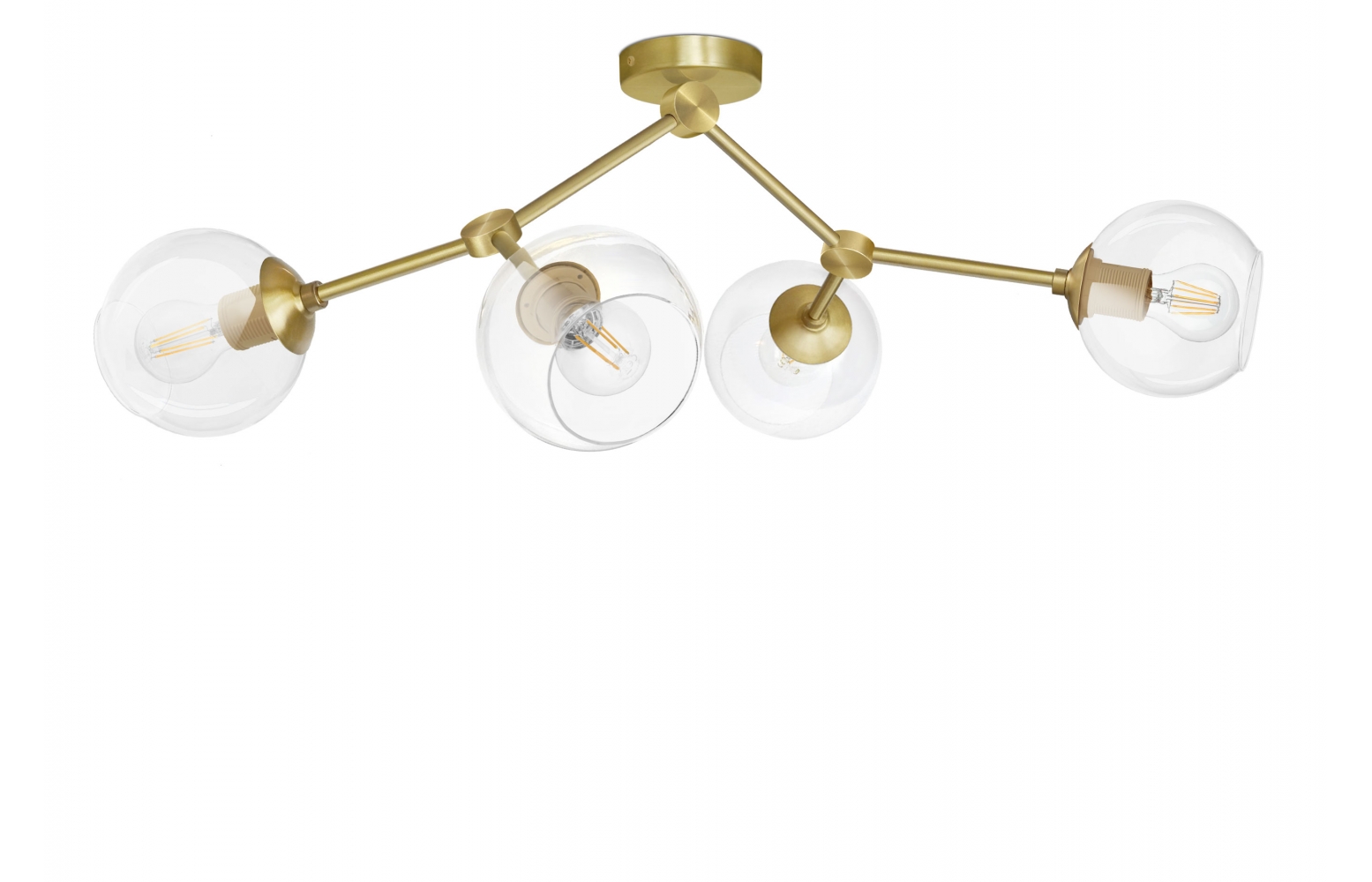 Złota lampa sufitowa z 4 kloszami GT-S4K