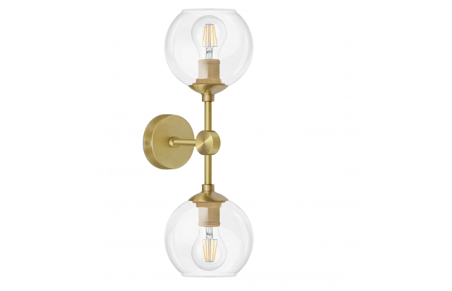 Złoty prosty kinkiet z dwoma kloszami GT-K2T