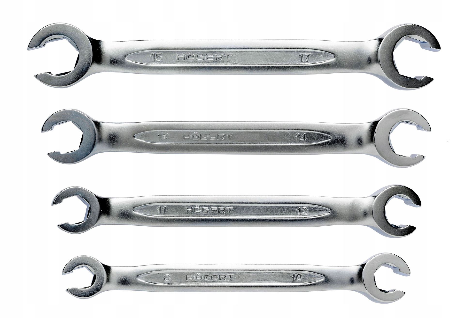 hogert technik Zestaw kluczy oczkowych półotwartych, odgięte, 4 szt., 8-17 mm HT1W730 HT1W730