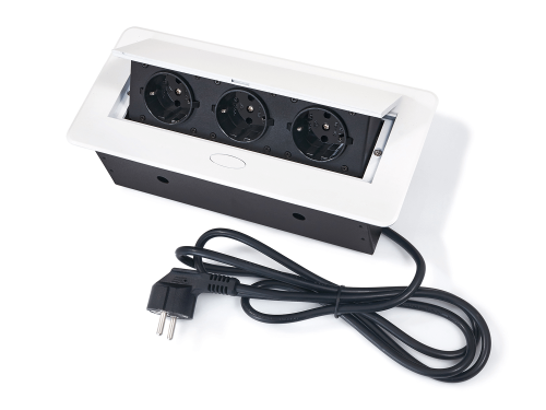 Power port biurkowy wpuszczany w blat z 3x gniazdo zasilające 230V Multibox 1 - Biały