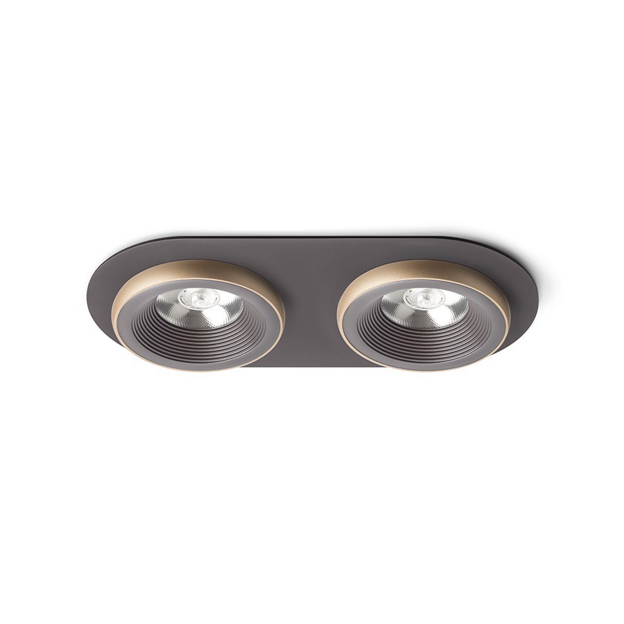Redlux oprawa sufitowa LED Sharm R II 2x(10W 1800lm 3000K) 24° brąz/perłowo-złota wpuszczana R13242