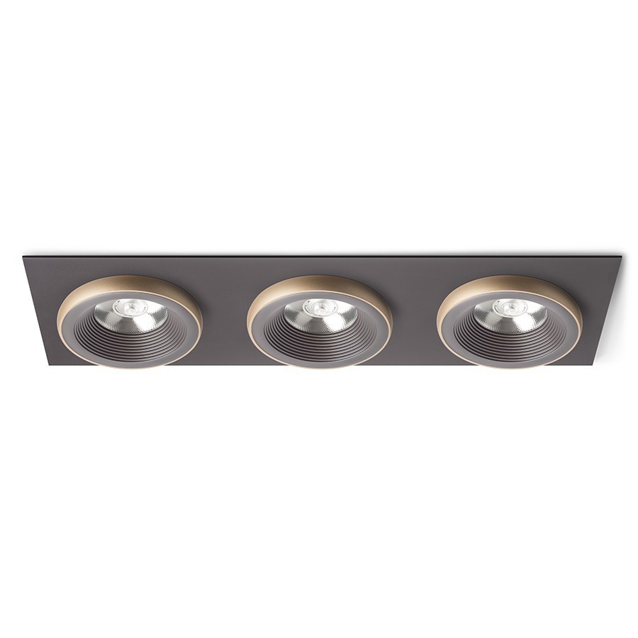 Redlux oprawa sufitowa LED Sharm SQ III 3x(10W 2700lm 3000K) 24° brąz/perłowo-złota wpuszczana R13262