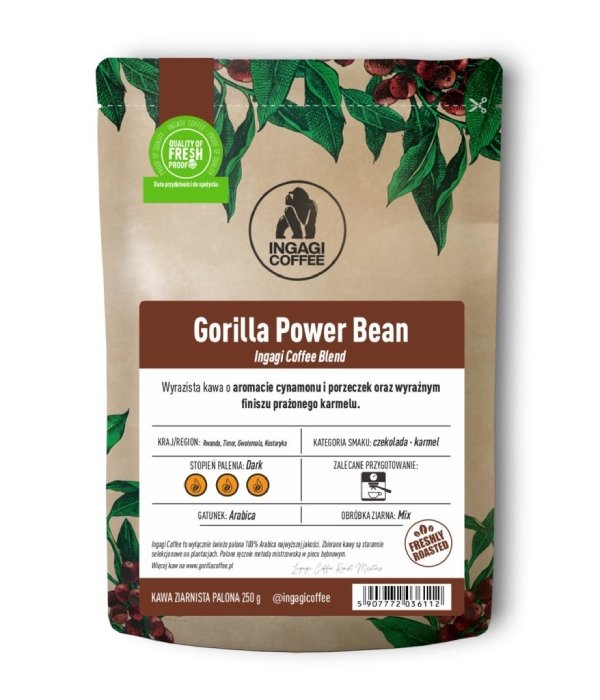 Kawa ziarnista Ingagi Coffee Gorilla Power Bean 250g