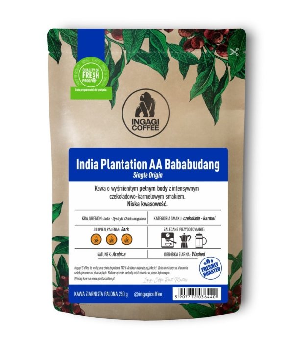 Kawa ziarnista Ingagi Coffee India Plantation AA Bababudang 250g