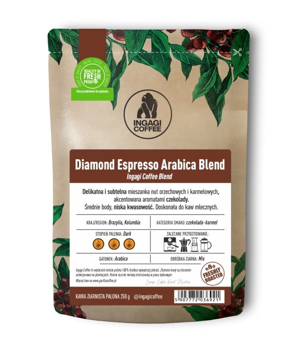 Kawa ziarnista Ingagi Coffee Diamond Espresso Arabica Blend 250g