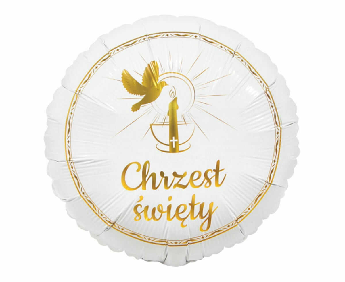Balony foliowy okrągły Chrzest Święty - 36 cm - 1 szt.