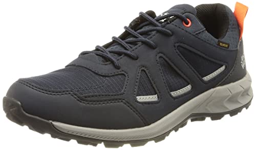 Jack Wolfskin Męskie trampki Woodland 2 Texapore Low M, Ciemnoniebieski czerwony, 39 EU