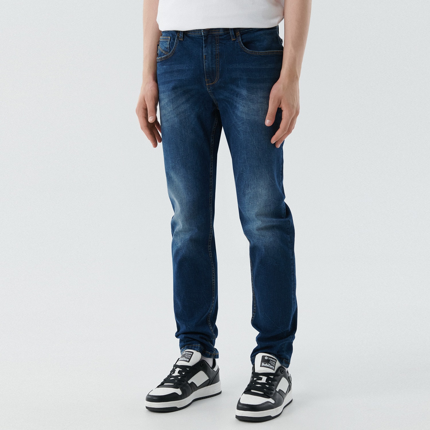 Cropp - Jeansy slim - Granatowy
