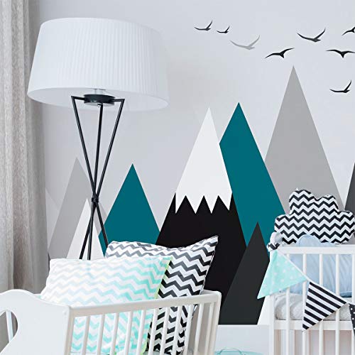 Naklejka na ścianę, samoprzylepna, dla dzieci, olbrzymia dekoracja, skandynawskie góry do pokoju dziecięcego, Annuska, 75 x 150 cm