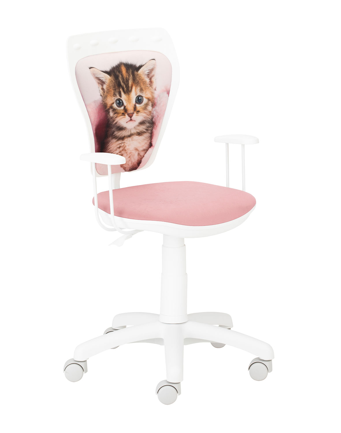 Krzesło Ministyle White Kotek w kocu, różowe dla dziecka do biurka