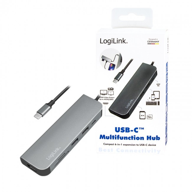 Logilink Hub Wielofiunkcyjny USB-C Czytnik kart HDMI PD
