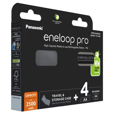 Panasonic 4 x akumulatorki Eneloop PRO NEW R6 AA 2500mAh BK-3HCDEC4BE blister + box BK-3HCDEC4BE