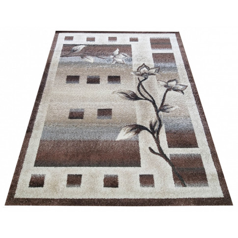 Dywany - Brązowy nowoczesny dywan w kwiaty - Berko - grafika 1