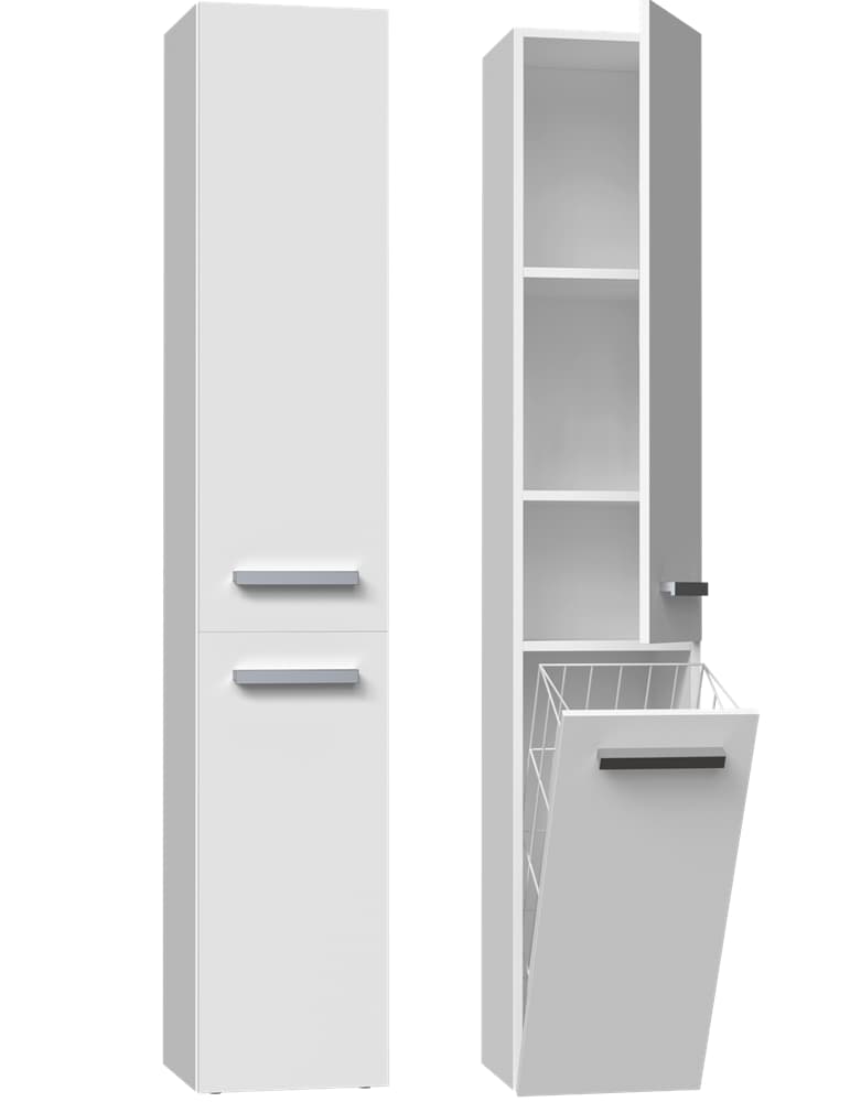 SZAFKA ŁAZIENKOWA REGAŁ SŁUPEK KOSZ NEL IV BIAŁY MAT