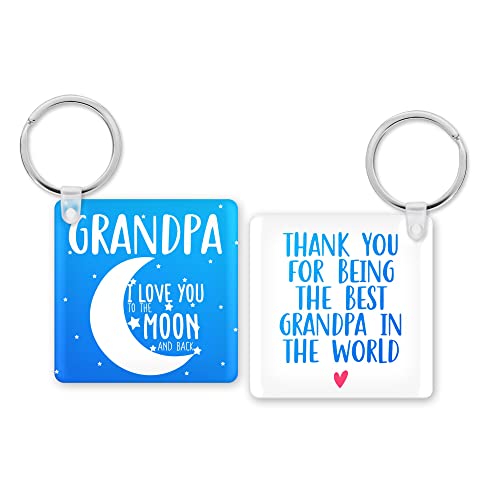 Zabawna nowość brelok prezent | Brelok do kluczy dziadek praca kolega wyjazd prezent | Love You To The Moon | Klucz akcesorium e żart | KBH40, multi, 5.8cm x 5.8cm