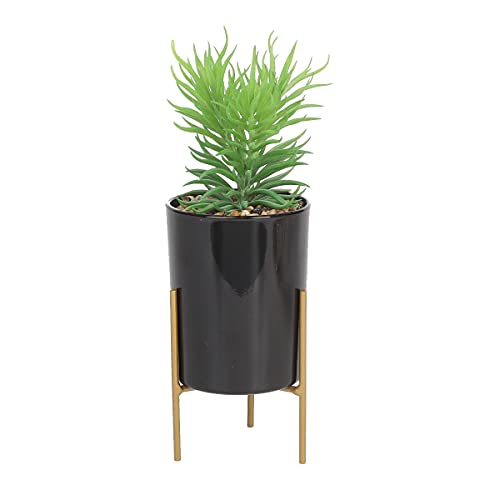 Sleepdown Halo zielony liść czarny stojak na doniczkę sztuczna roślina do domu biura łazienki dekoracja wnętrz estetyka