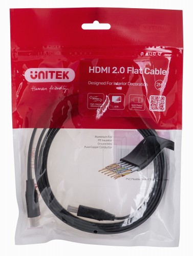 KABEL HDMI 2.0 4K60HZ, PŁASKI, 2M, C11063BK-2M