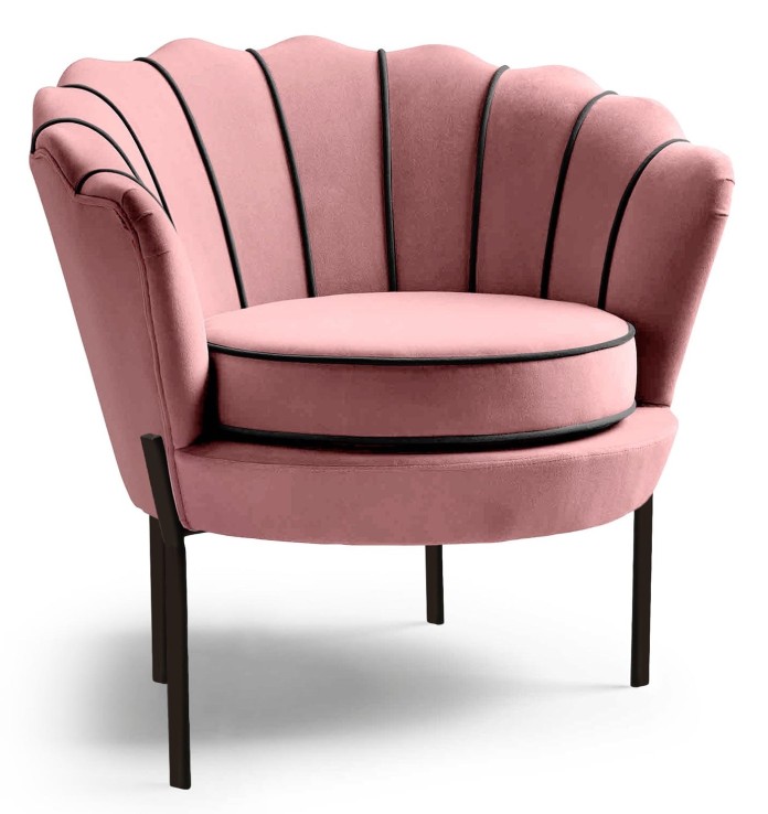 Fotel welurowy ANGELO różowy / czarny