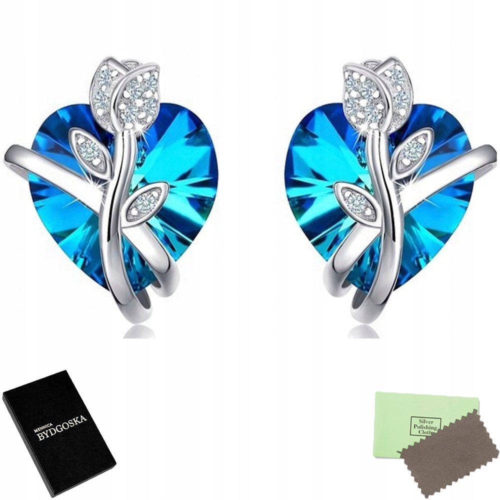 Kolczyki Srebrne 925 Rodowane Swarovski Serca