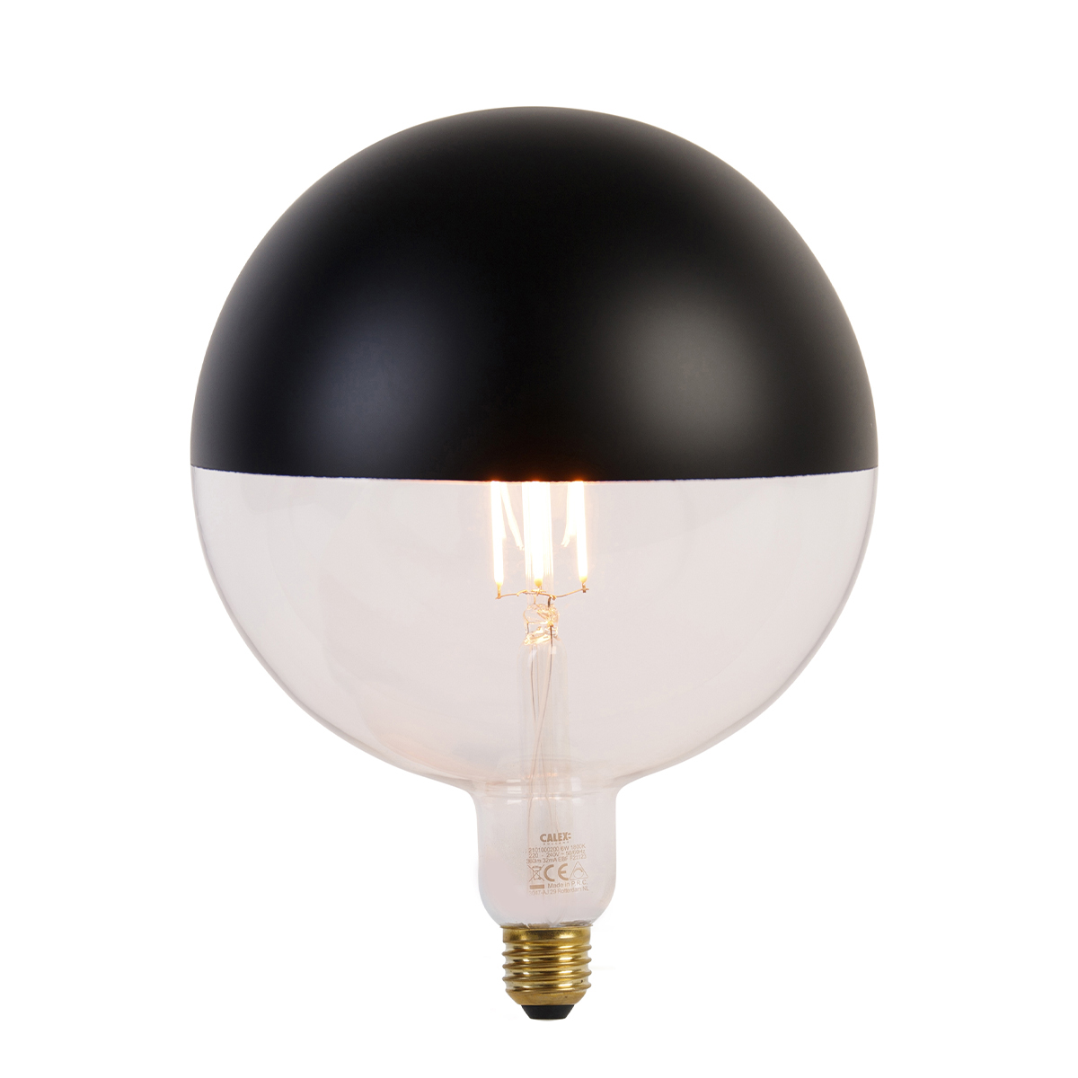 Calex Żarówka LED E27 ściemnialna górna lustro G200 czarna 6W 360 lm 1800K